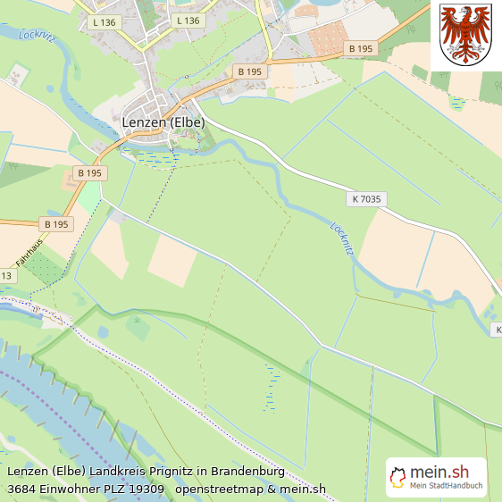 Lenzen (Elbe) Landkreis Prignitz Lageplan © Openstreetmap Contributors Lenzen (Elbe) Landstadt Lageplan